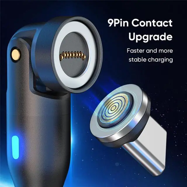 Alt view image 12 of 14 - Magnetic USB C Charging Cable PD 100W 1 Pack 6FT, Magnetic Phone Charger Fast Charging 90 Degree Right Angle 180 & 360 Rotation 9 PIN 480Mbps Data Transfer Magnet Cord for Type C(Black)