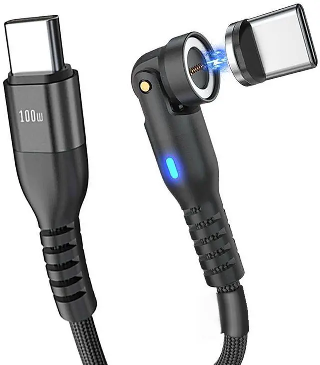 Alt view image 8 of 14 - Magnetic USB C Charging Cable PD 100W 1 Pack 6FT, Magnetic Phone Charger Fast Charging 90 Degree Right Angle 180 & 360 Rotation 9 PIN 480Mbps Data Transfer Magnet Cord for Type C(Black)