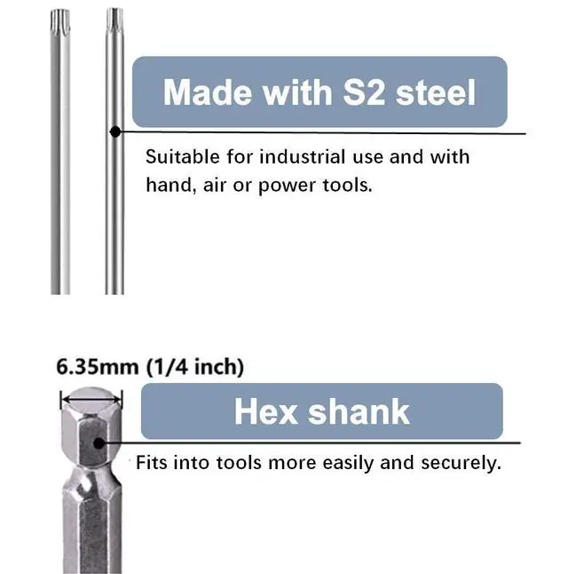 Alt view image 7 of 7 - 11-Piece Shark Vacuum Screwdriver Security Bit Set, S2 Steel Magnetic Security Screwdriver Set 3 Inch Star Driver Bit Set Screwdriver for Shark Vacuum T6-T40 (75mm Length)