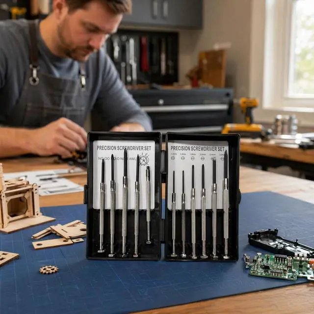Alt view image 5 of 6 - 11 Pcs Small Precision Screwdriver Set, Tiny Screwdriver Set, Mini Screw Driver Kit with Slotted and Phillips Heads, Ideal for Watch, Eyeglasses, Toys, Electronics, Computer Repair