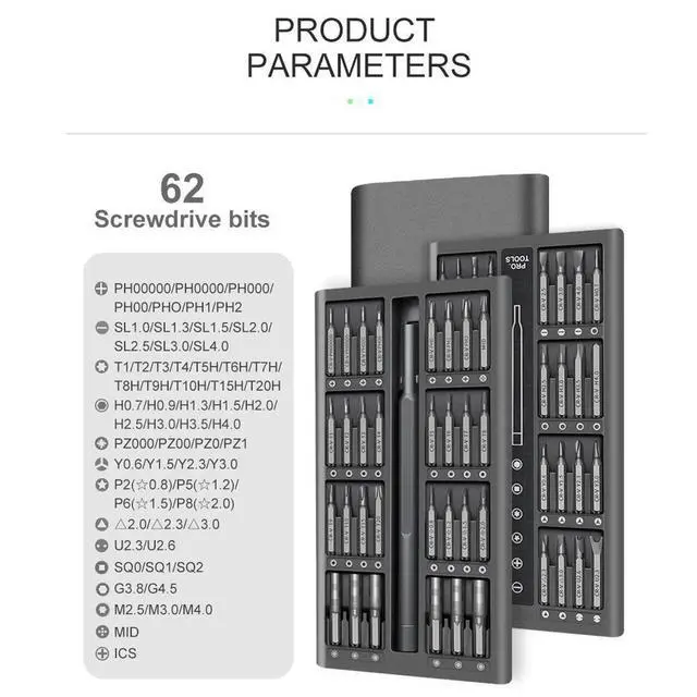 Alt view image 5 of 7 - Screwdriver Bits Magnetic Portable Case 63 in 1 Set Multifunctional Pocket Mini Repair Tool Kit for Electronics, Tablet, Xiaomi Iphone Computer Tri Wing Torx Screwdrivers Mini Screwdriver
