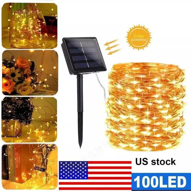 Main image of 100 LED Solar Power String Fairy Lights Garden Outdoor Party Christmas LampWeding