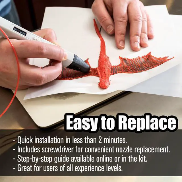 Alt view image 7 of 7 - 3D Pen Nozzle Replacement for MYNT3D Professional 3D Printing Scribler Nib RP800A RP600A V4 OLED Screen, 1.75mm ABS PLA Filaments Refills, Head Tip Spare Part Printer Print Scribe with Screwdriver