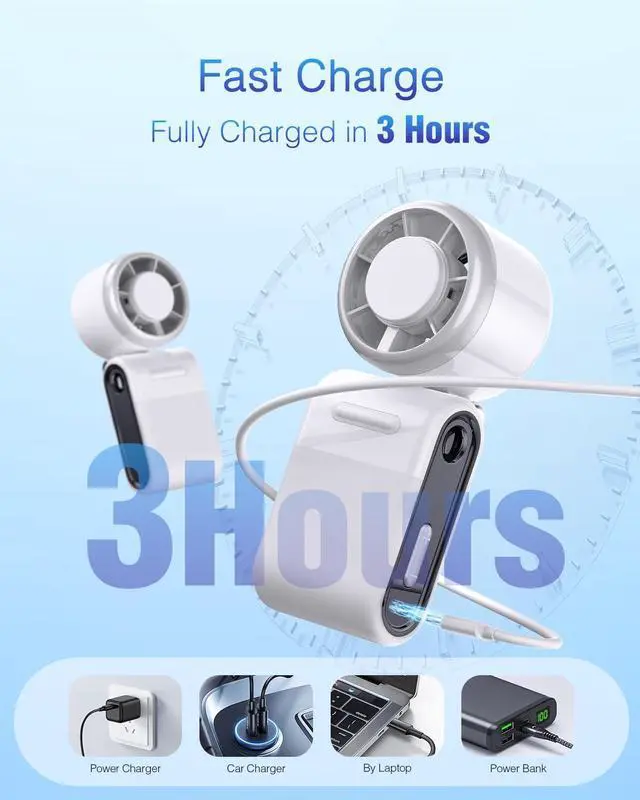 Alt view image 5 of 7 - Mini Portable Handheld Turbo Fan Small but Mighty, Whisper-Quiet, Long-Lasting, 5-Speed High-Velocity Rechargeable battery Fan, Personal Fan for Outdoor, Travel, Gifts for Women & Men(White)