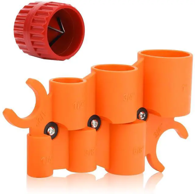 Main image of 1/4'' - 1'' Depth Gauge with Pipe Deburring Tool Kit, 1/8'' to 1-5/8'' Inner Outer Reamer Pipe Deburring Tubing Chamfer Tool for PVC, PPR, Brass, CPVC, PERT, Aluminum Pipes