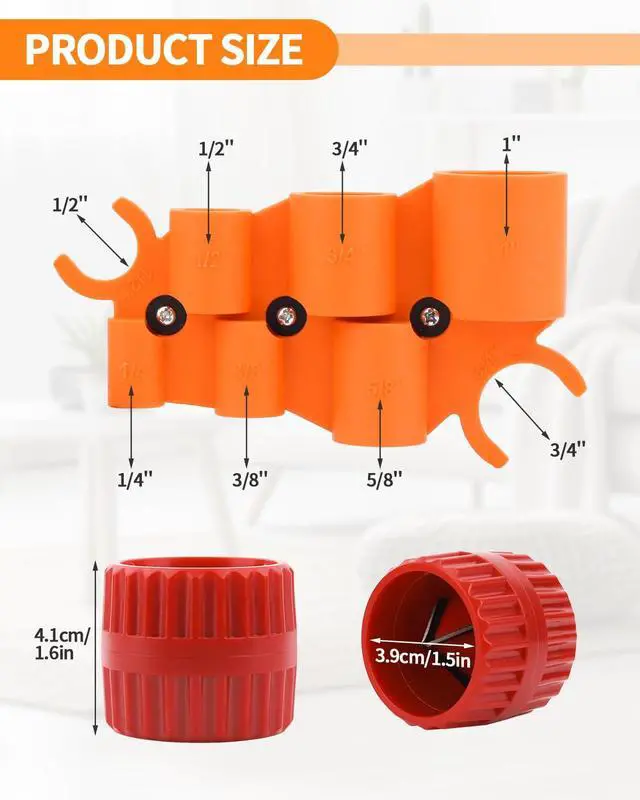 Alt view image 2 of 7 - 1/4'' - 1'' Depth Gauge with Pipe Deburring Tool Kit, 1/8'' to 1-5/8'' Inner Outer Reamer Pipe Deburring Tubing Chamfer Tool for PVC, PPR, Brass, CPVC, PERT, Aluminum Pipes