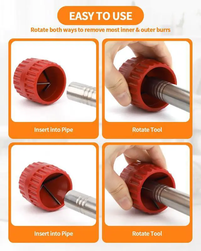Alt view image 6 of 7 - 1/4'' - 1'' Depth Gauge with Pipe Deburring Tool Kit, 1/8'' to 1-5/8'' Inner Outer Reamer Pipe Deburring Tubing Chamfer Tool for PVC, PPR, Brass, CPVC, PERT, Aluminum Pipes