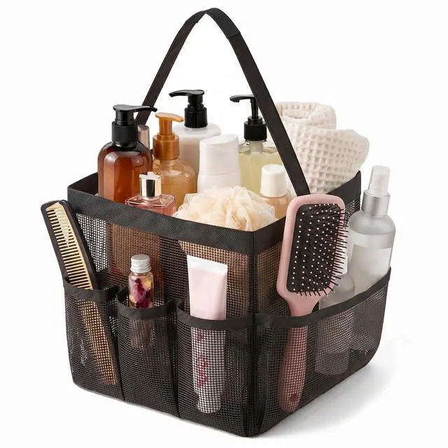 Main image of Mesh Shower Caddy, Beach Tote Bag Portable for College Dorm Room Essentials Large Capacity Shower Caddy Dorm Bag with 9-Pockets Quick-Dry Toiletry Organizer for Gym Beach Camping Travel Bathroom Black