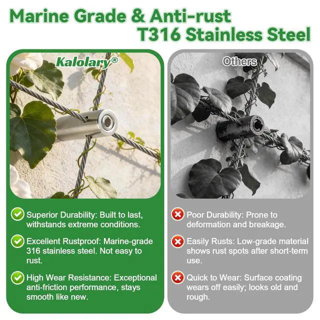Alt view image 3 of 7 - 12PCS Wire Garden Trellis Kit, T316 Stainless Steel Cylindrical Standoffs for 5/64"-1/8" Wire Rope & Rods, Wall Wire Trellis System for Climbing Plants DIY Outdoor Garden Vine Flower Wall