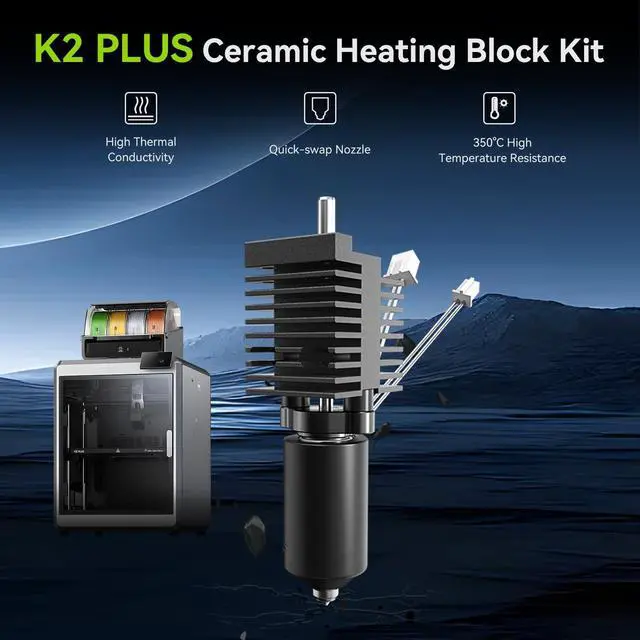 Alt view image 2 of 7 - Official K2 Plus Ceramic Heating Block Hotend Kit, Unicorn Quick Swap Nozzle Kit, 350°C High Temperature Resistant, All-Metal Integrated Design Kit for K2 Plus 3D Printers