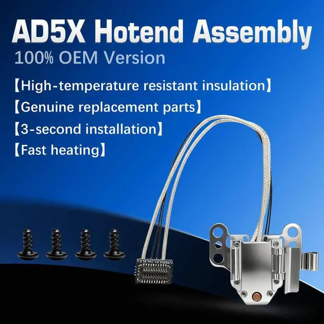 Alt view image 2 of 7 - Original for Flashforge AD5X Hotend Heating Assembly Kit Includes Heating Wire, thermistor Temperature Sensor Element, Metal Heating Base+Fixing clamp+4 Fixing Screws. for Flashforge 3D Printer Parts