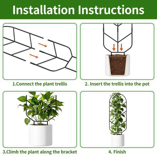 Alt view image 6 of 7 - 1 Pack 30'' Large Metal Plant Trellis for Climbing Plants, Tall Plant Support for Indoor & Outdoor Use, Modern Decorative Trellis for Potted Plants