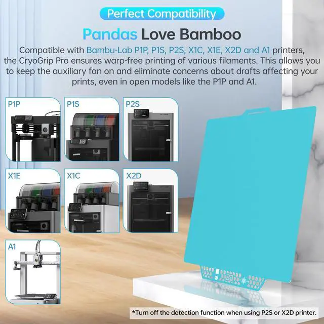 Alt view image 4 of 7 - CryoGrip Pro Glacier 257x257mm Panda Build Plate for Bambu-Lab P1S/P1P/P2S/X1C/X1E/X2D/A1 3D Printer Double Sided Upgrade Build Plate Removable Surface Platform