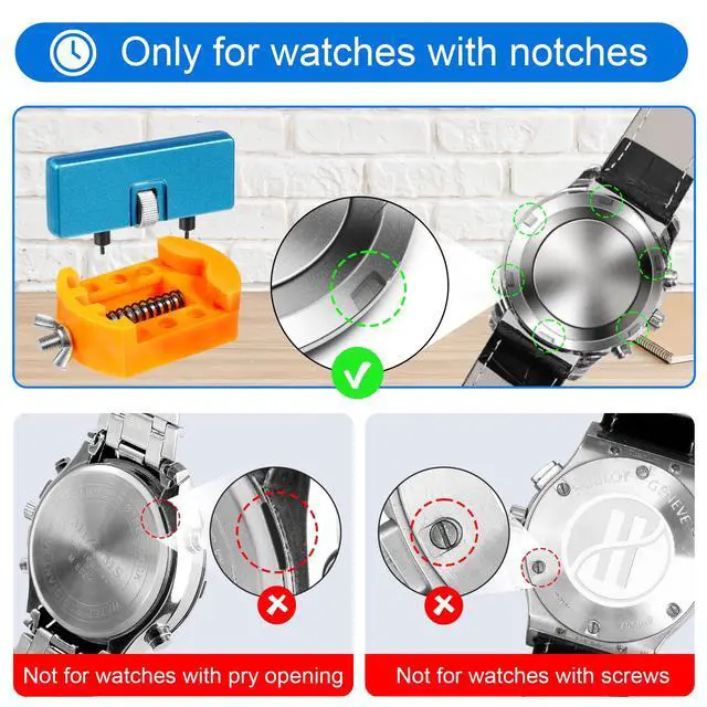 Alt view image 3 of 7 - Watch Battery Replacement Tool Kit, Watch Wrench Back Remover for Rotate Open Watch Cover, Watch Case Opener Set with Watch Back Remover Holder, Only for Grooved Watches