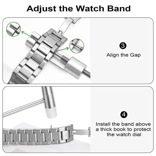 Alt view image 3 of 7 - Solid Watch Link Removal Kit, Tools to Adjust and Remove BraceletsWatch Strap Size Adjuster, Watch Band Adjustment Tool Kit with 6 Extra Pins and 1 Hammer