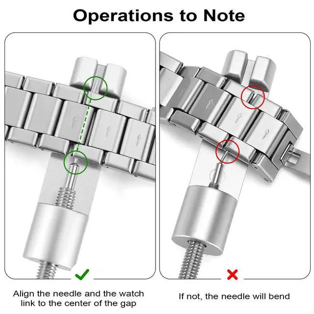 Alt view image 4 of 7 - Solid Watch Link Removal Kit, Tools to Adjust and Remove BraceletsWatch Strap Size Adjuster, Watch Band Adjustment Tool Kit with 6 Extra Pins and 1 Hammer