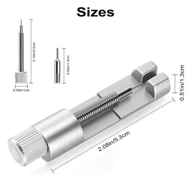 Alt view image 6 of 7 - Solid Watch Link Removal Kit, Tools to Adjust and Remove BraceletsWatch Strap Size Adjuster, Watch Band Adjustment Tool Kit with 6 Extra Pins and 1 Hammer