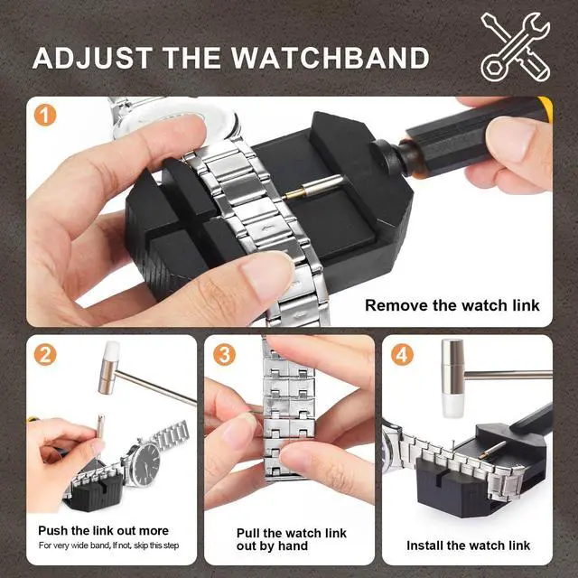 Alt view image 2 of 7 - Ankei Watch Link Removal Kit, Resizing Tool for Bracelet Adjustment & Replacement, Pin Remover for Sizing Strap, Watch Adjuster, Hammer for Watch Repair, Adjust Band, with User Manual, Punches