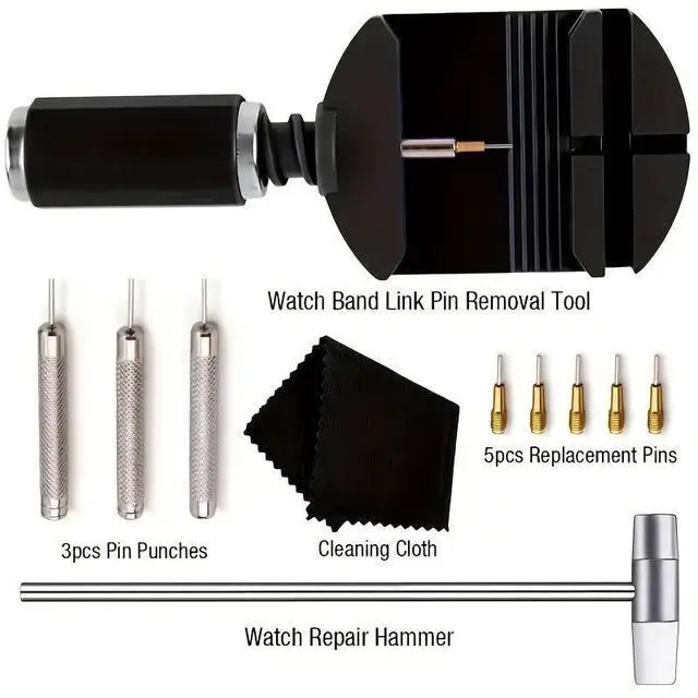 Alt view image 7 of 7 - Ankei Watch Link Removal Kit, Resizing Tool for Bracelet Adjustment & Replacement, Pin Remover for Sizing Strap, Watch Adjuster, Hammer for Watch Repair, Adjust Band, with User Manual, Punches