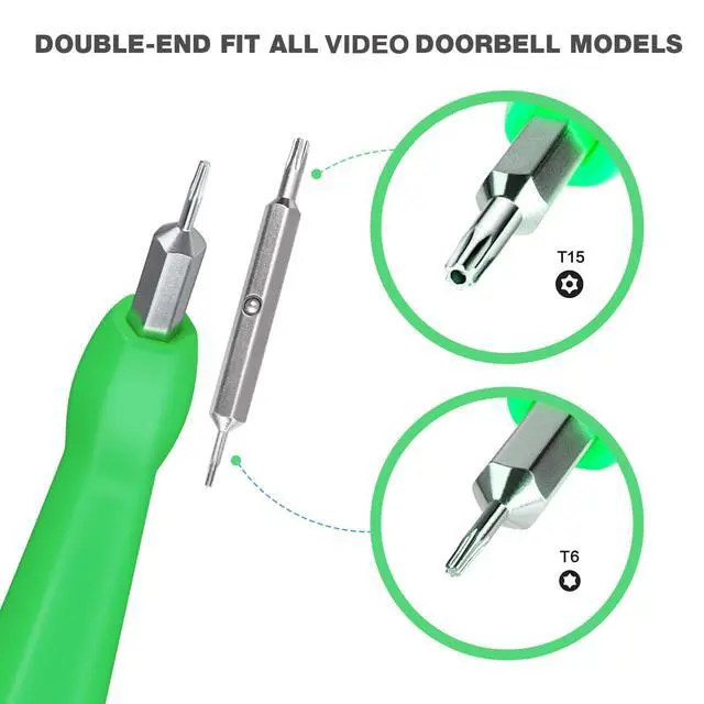 Alt view image 2 of 6 - Video Screwdriver Bit Set for Battery and Wifi Access - Fits All Video Doorbell Models (Green)