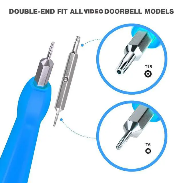 Alt view image 2 of 6 - Video Screwdriver Bit Set for Battery and Wifi Access - Fits All Video Doorbell Models (Blue)
