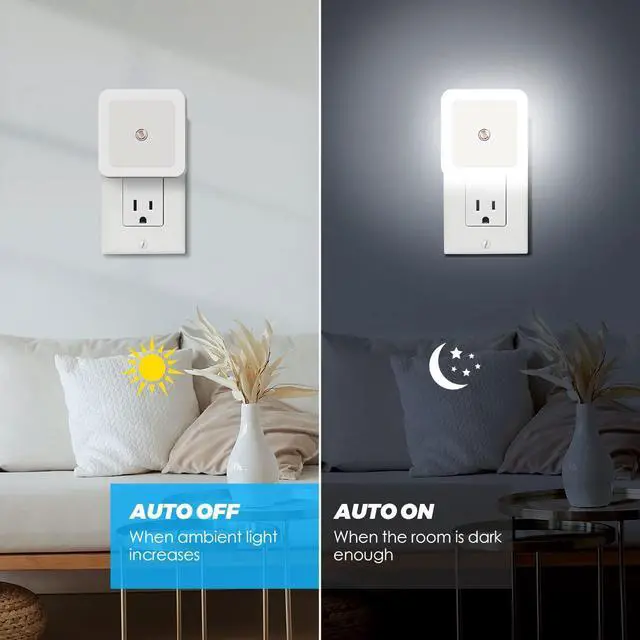 Alt view image 2 of 7 - Ankei Night Light, Night Lights Plug into Wall 4-Pack, Nightlight Plug in Night Light, Dusk to Dawn Night Lamp Led (Soft White)