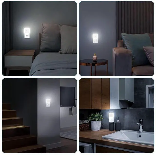 Alt view image 3 of 7 - Ankei Night Light, Night Lights Plug into Wall 4-Pack, Nightlight Plug in Night Light, Dusk to Dawn Night Lamp Led (Soft White)
