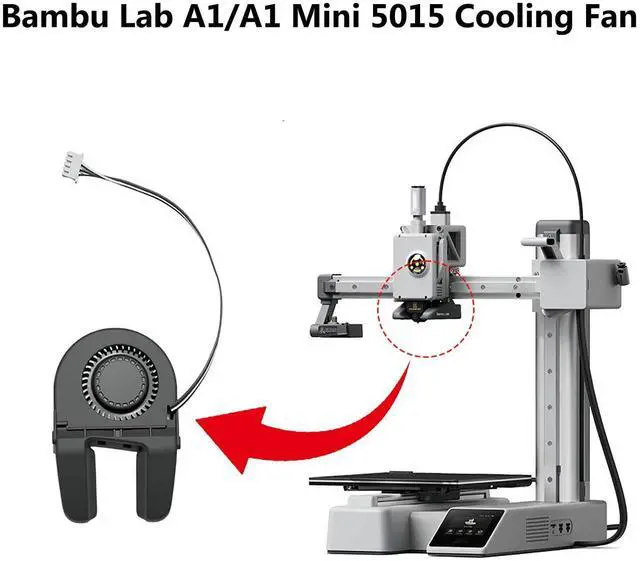 Alt view image 2 of 7 - 3D Printer DC24V Extruder Hotend Cooling Fan 5015 for Bambu Lab A1/A1 Mini, 50x50x15mm with Dual Ball Bearing 5.2W 0.22A, Cooling Fan with Cable Line 9000 ± 10% RPM