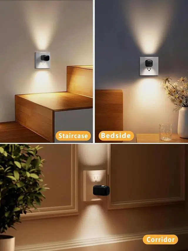 Alt view image 2 of 7 - Plug-in LED Night Lights with Dusk to Dawn Sensor,100LM,2700K,2 Pack