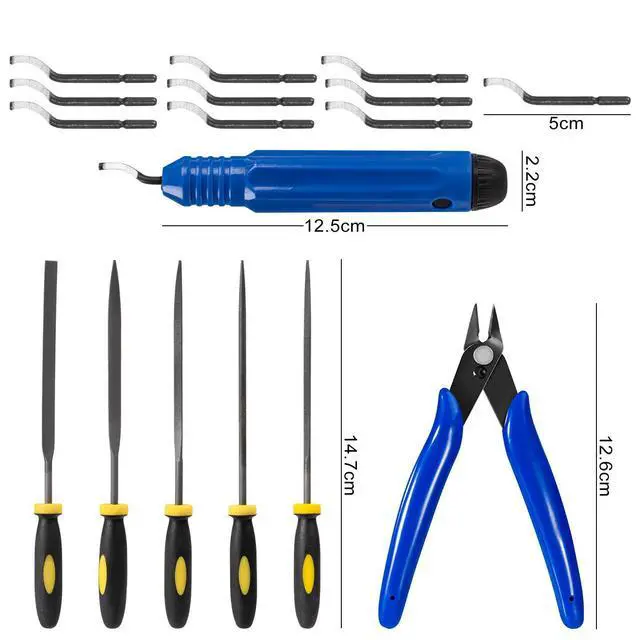 Alt view image 6 of 7 - 46Pcs 3D Printer Tools Kit with Storage Case, 3D Printer Accessories - Deburring Tool, 3D Printer Removing Scrapers, Metal Files, Brushes, Hand Drill, Tweezers, for Bambu Lab, Ender 3, Kobra, etc.
