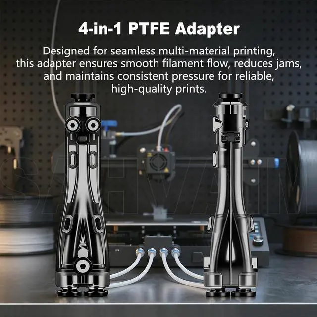 Alt view image 4 of 7 - Original Bamboo 4 in 1 PTFE Adapter for Bambu Lab X2D/H2C/H2D/H2S/P1S/P1P/P2S/X1C/A1/A1MINI/A2L 3D Printer, Multi-Filament Compatibility, Built-in Cleaning Blade & Anti-Clog Design for Smooth Feeding