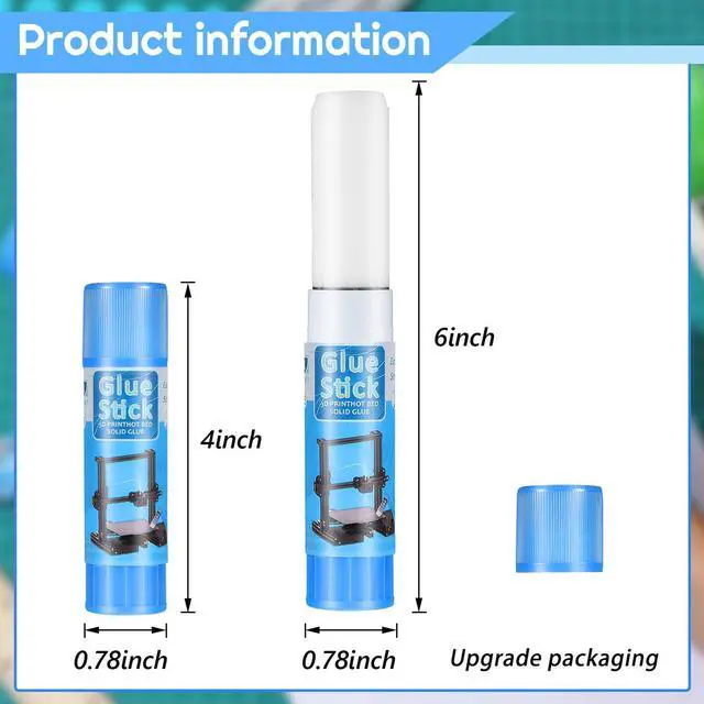 Alt view image 2 of 6 - 2 3D Printer Glue Sticks for Hot Bed PVP 3D Printer Adhesive Solid Glue Sticks for PLA/ABS/PETG/PC/TPU Hot Bed Removing Printing Models (Blue,Classic)