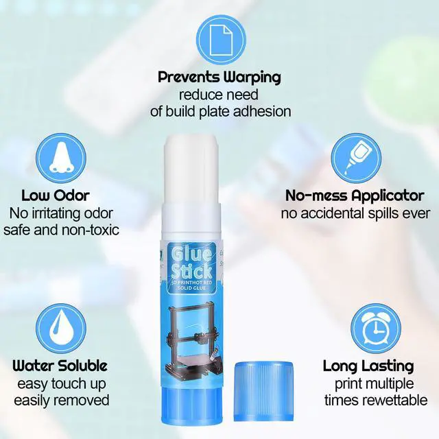 Alt view image 3 of 6 - 2 3D Printer Glue Sticks for Hot Bed PVP 3D Printer Adhesive Solid Glue Sticks for PLA/ABS/PETG/PC/TPU Hot Bed Removing Printing Models (Blue,Classic)