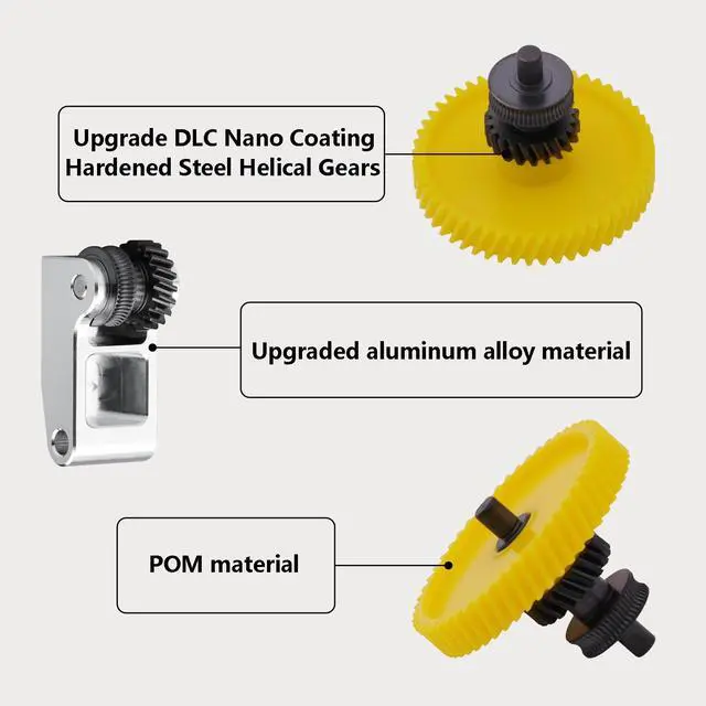 Alt view image 3 of 7 - Hardened Steel Extruder Gear Kit for X1/P1 Series, 3D Printer DLC Nano Coating Hardened Steel Extruder Dual Gear Aluminum Handle and POM Gear Kit for P1P, P1S, X1C, X1E