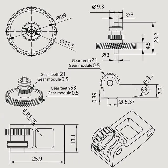 Alt view image 6 of 7 - Hardened Steel Extruder Gear Kit for X1/P1 Series, 3D Printer DLC Nano Coating Hardened Steel Extruder Dual Gear Aluminum Handle and POM Gear Kit for P1P, P1S, X1C, X1E