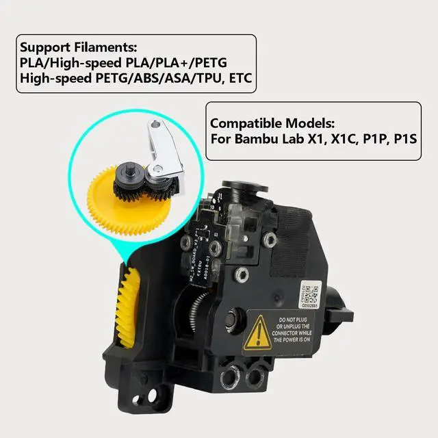 Alt view image 7 of 7 - Hardened Steel Extruder Gear Kit for X1/P1 Series, 3D Printer DLC Nano Coating Hardened Steel Extruder Dual Gear Aluminum Handle and POM Gear Kit for P1P, P1S, X1C, X1E