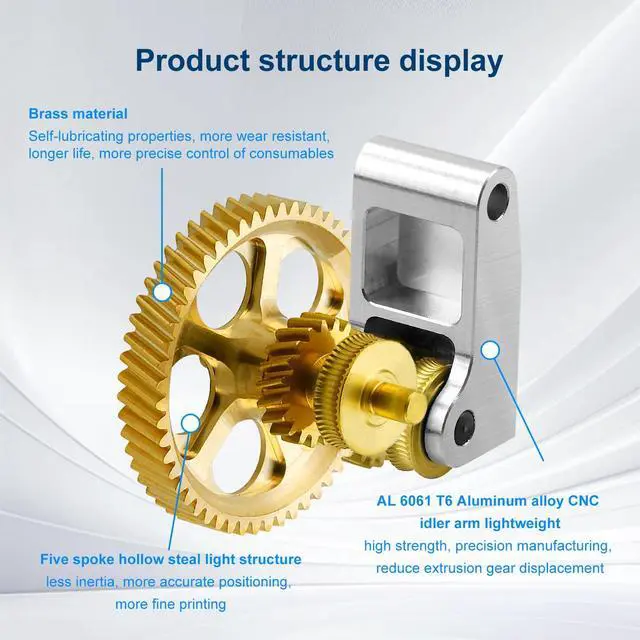 Alt view image 5 of 7 - SeulQirw Panda Claw Gold RNC Nanocoated Hardened Steel Extruder Gear for Bambu Lab X1C/P1P/P1S 3D Printers,Golden RNC Nano-Coated Extruder Gear