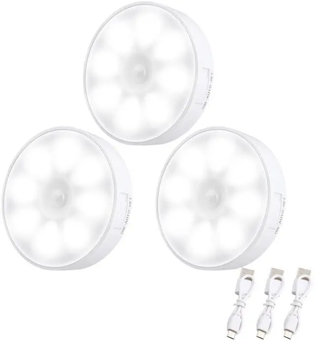 Main image of 3 PCS Upgraded Motion Sensor Light, 8 LEDs, Hallway Light(6000K Cold White) | Rechargeable, 120 Detection, 3 Modes, Auto Motion Sensor - Closet, Bedroom, Stair, Hallway Light
