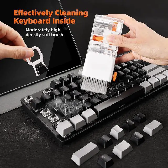 Alt view image 2 of 7 - All-in-1 Keyboard Cleaner Laptop Cleaning Kit,Computer Screen-Safe Tools | MacBook iPad iPhone,Electronics Brush Tool for PC Camera Lens Earbuds,Deep Cleaning Spray Cloth, High-Density Soft Brush