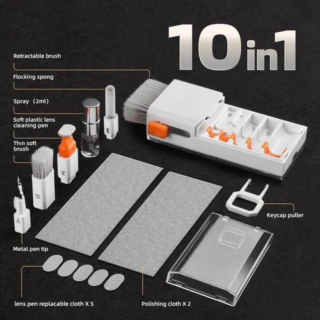 Alt view image 7 of 7 - All-in-1 Keyboard Cleaner Laptop Cleaning Kit,Computer Screen-Safe Tools | MacBook iPad iPhone,Electronics Brush Tool for PC Camera Lens Earbuds,Deep Cleaning Spray Cloth, High-Density Soft Brush
