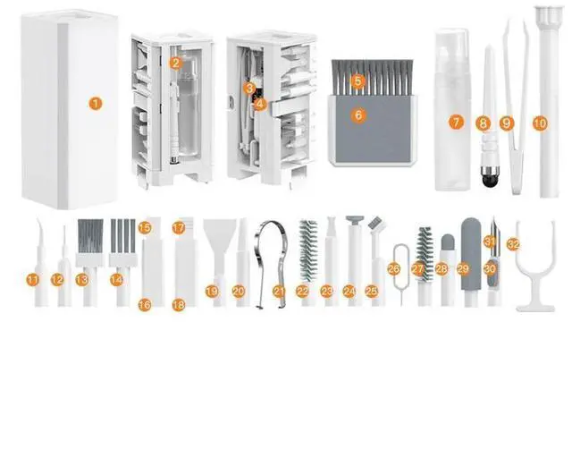 Alt view image 2 of 7 - Cell Phone Cleaning Kit, iPhone Cleaning Kit for Charging Port Cleaner Keyboard Cleaning Kit for Airpods/Android/USB C/Earbuds/Laptop/iPad/Camera Lens with Stylus Pen (White)