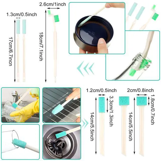 Alt view image 2 of 7 - 16 Pcs Small Household Cleaning Brushes for Deep Detail Cleaner | Small Household Cleaning Brushes Set, 8 in 1 Bottle Cap for Small Holes, Deep Detail Crevice Brush Set, Crevice Cleaning Tool