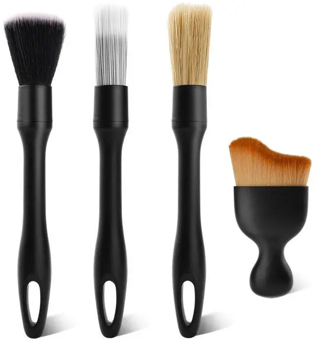 Main image of 4PCS Car Detailing Brush Kit - Ultra Soft Boars Hair Car Interior Detailing Brushes, Includes 4 Different Brushes, Multi-use for Cleaning Interior or Exterior - Perfect Car Accessory Gift