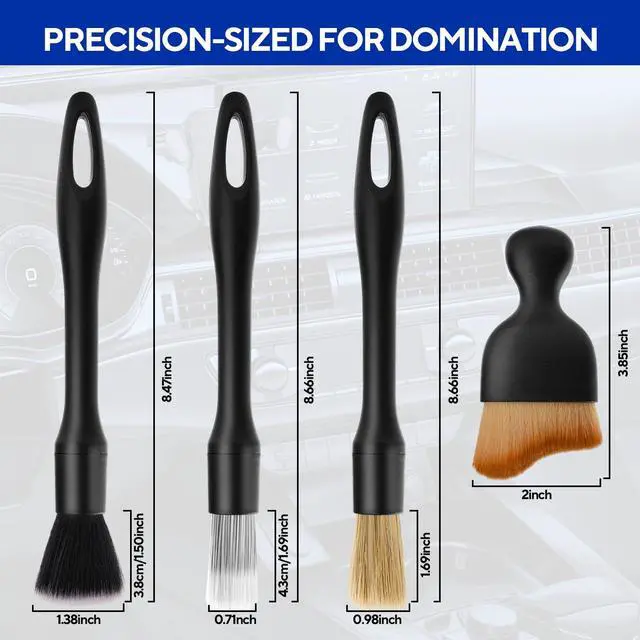 Alt view image 2 of 7 - 4PCS Car Detailing Brush Kit - Ultra Soft Boars Hair Car Interior Detailing Brushes, Includes 4 Different Brushes, Multi-use for Cleaning Interior or Exterior - Perfect Car Accessory Gift