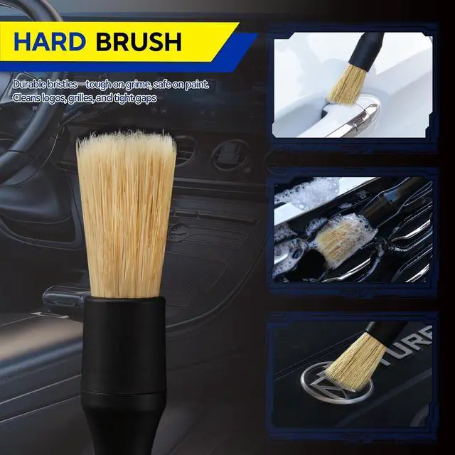 Alt view image 6 of 7 - 4PCS Car Detailing Brush Kit - Ultra Soft Boars Hair Car Interior Detailing Brushes, Includes 4 Different Brushes, Multi-use for Cleaning Interior or Exterior - Perfect Car Accessory Gift