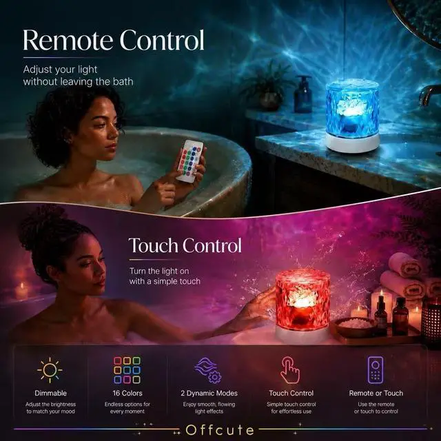 Alt view image 4 of 6 - Rechargeable Northern Aurora Projector Light-Cordless Ocean Wave Lamp | Waterproof Shower Lights,Water Ripple Ceiling Projection Night Light,Ambient Mood Lighting,Galaxy Light for Bedroom