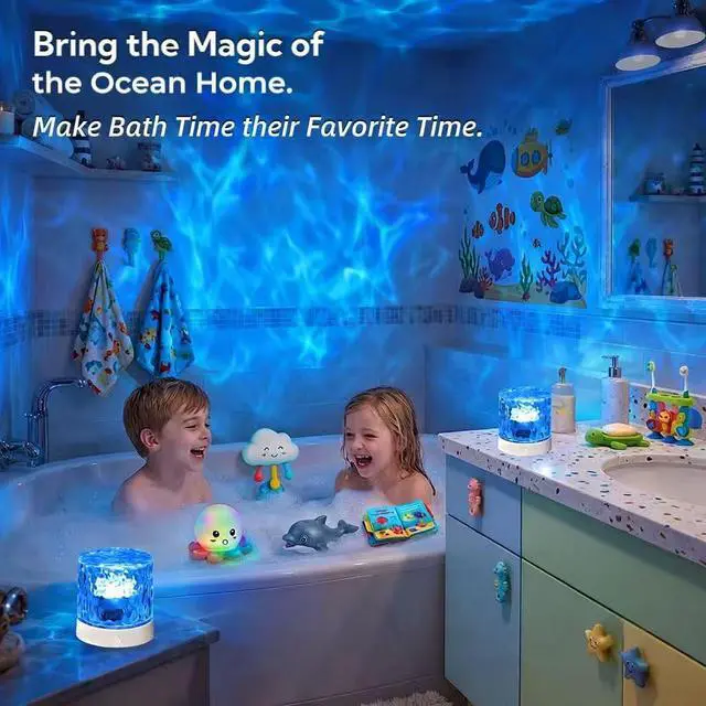 Alt view image 2 of 6 - Rechargeable Northern Aurora Projector Light-Cordless Ocean Wave Lamp | Waterproof Shower Lights,Water Ripple Ceiling Projection Night Light,Ambient Mood Lighting,Galaxy Light for Bedroom