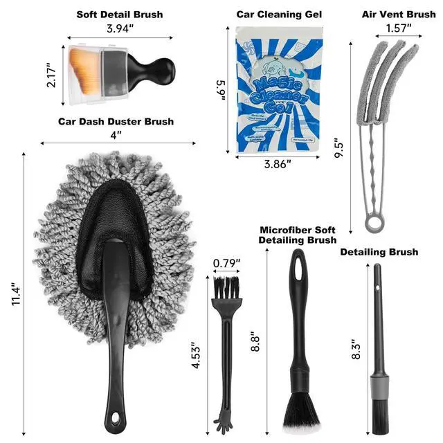Alt view image 2 of 7 - Car Interior Detailing Kit, Microfiber Duster with Cleaning Gel | Scratch-Free, Soft Brush, Complete 6Pcs Set, Deep Crevice , Car & Home Use, Ideal Gift