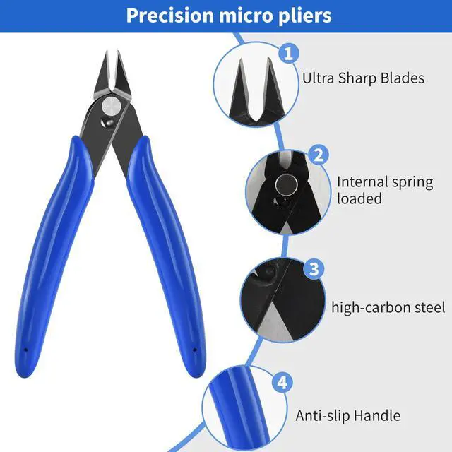 Alt view image 4 of 7 - 6Pack Micro Flush Cutter, Wire Cutters, 5 Sharp Cutting Pliers | Small Side Wire Cutters with Spring Loaded for Jewelry Making, Zip Tie , Floral, Electronics, Model Craft, 3D Print