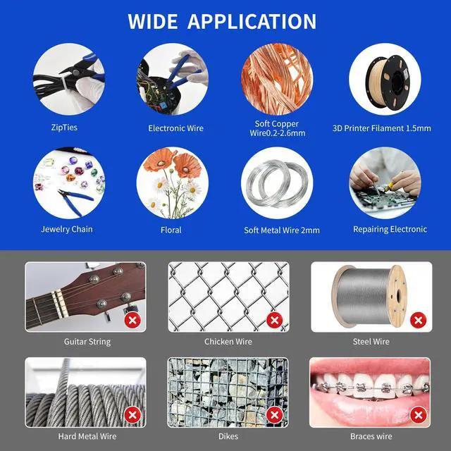 Alt view image 6 of 7 - 6Pack Micro Flush Cutter, Wire Cutters, 5 Sharp Cutting Pliers | Small Side Wire Cutters with Spring Loaded for Jewelry Making, Zip Tie , Floral, Electronics, Model Craft, 3D Print
